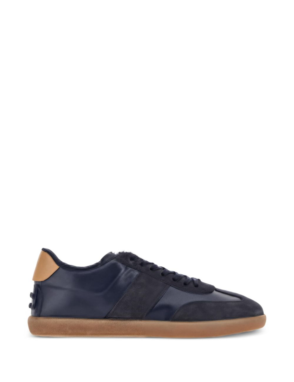 Sneakers a pannelli in pelle in blu 
