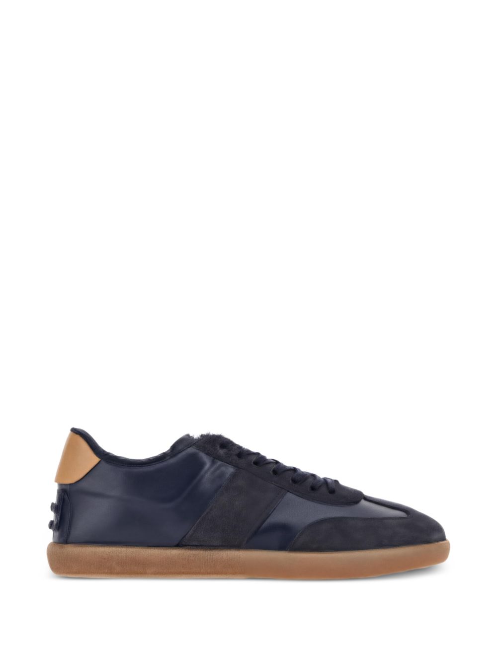 Sneakers a pannelli in pelle in blu 