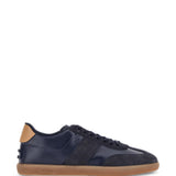 Sneakers a pannelli in pelle in blu 