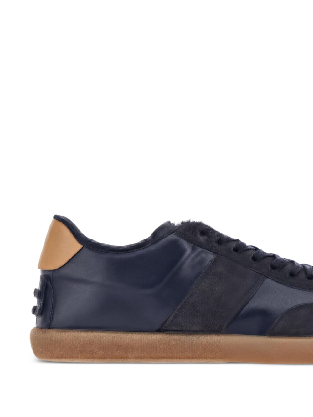 Sneakers a pannelli in pelle in blu 