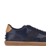 Sneakers a pannelli in pelle in blu 