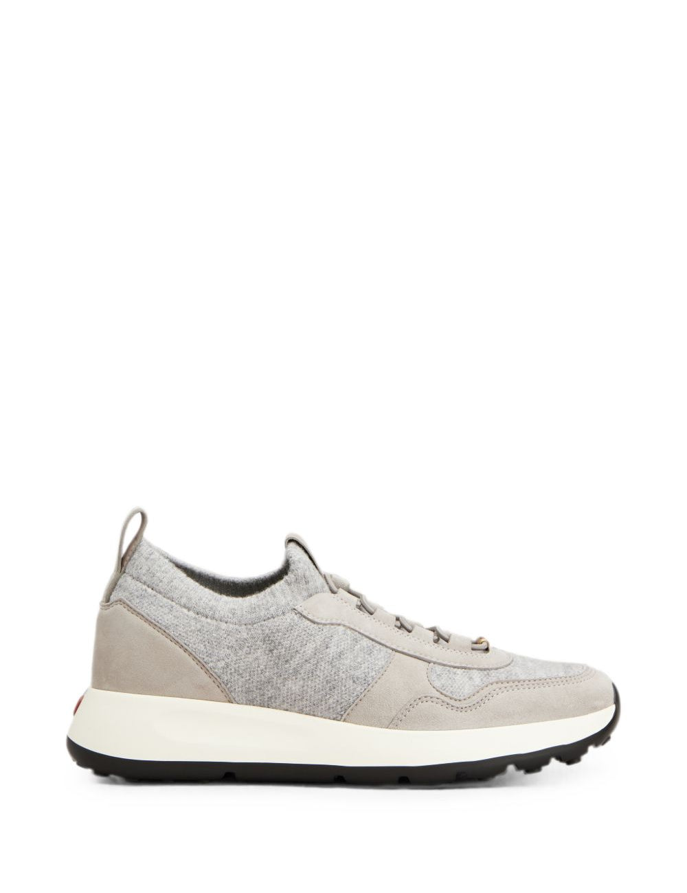 Sneakers Red Dot Socks in Maglia e Pelle Scamosciata in grigio 