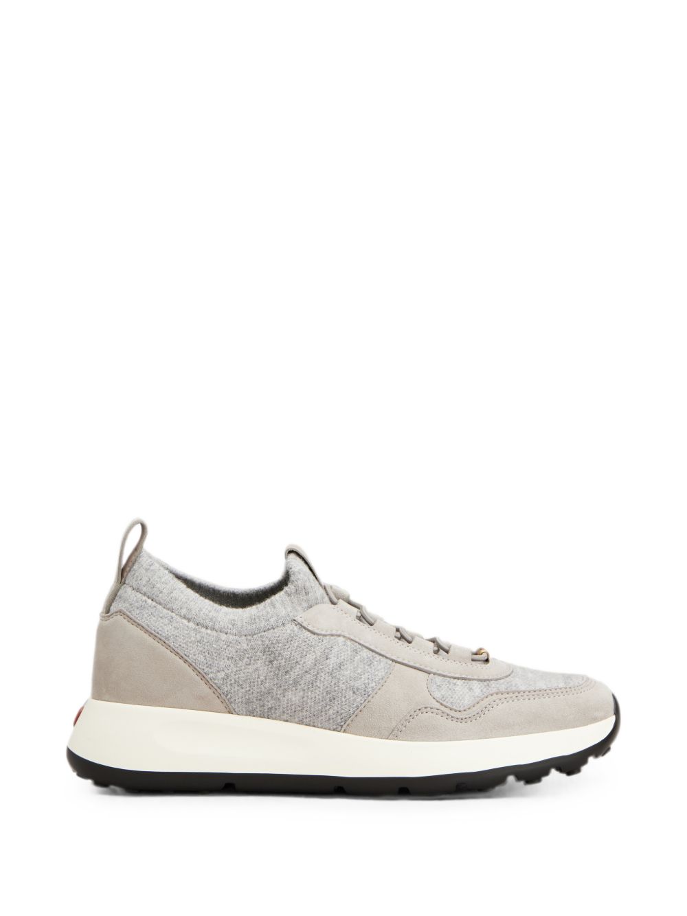 Sneakers Red Dot Socks in Maglia e Pelle Scamosciata in grigio 