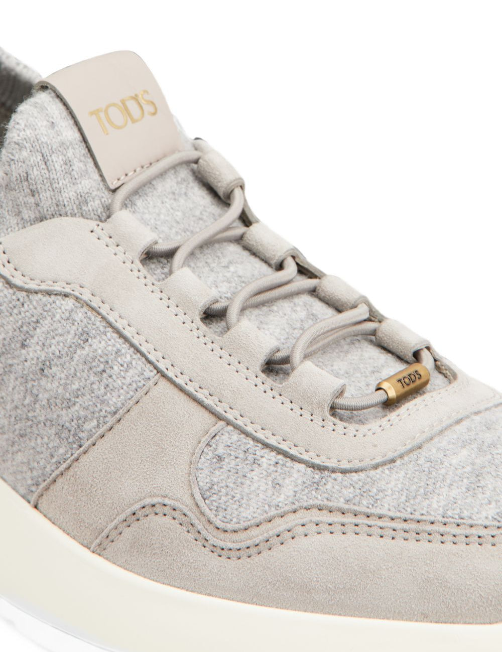 Sneakers Red Dot Socks in Maglia e Pelle Scamosciata in grigio 