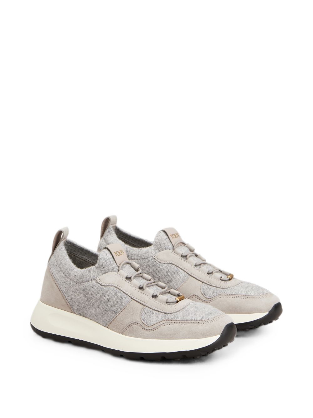 Sneakers Red Dot Socks in Maglia e Pelle Scamosciata in grigio 