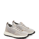 Sneakers Red Dot Socks in Maglia e Pelle Scamosciata in grigio 