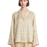 Camicia con monogramma in seta beige 