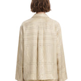 Camicia con monogramma in seta beige 