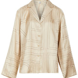 Camicia con monogramma in seta beige 