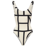 Costume da bagno con monogramma in bianco e nero Toteme - donna 