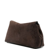Clutch in suede con chiusura a T in marrone 