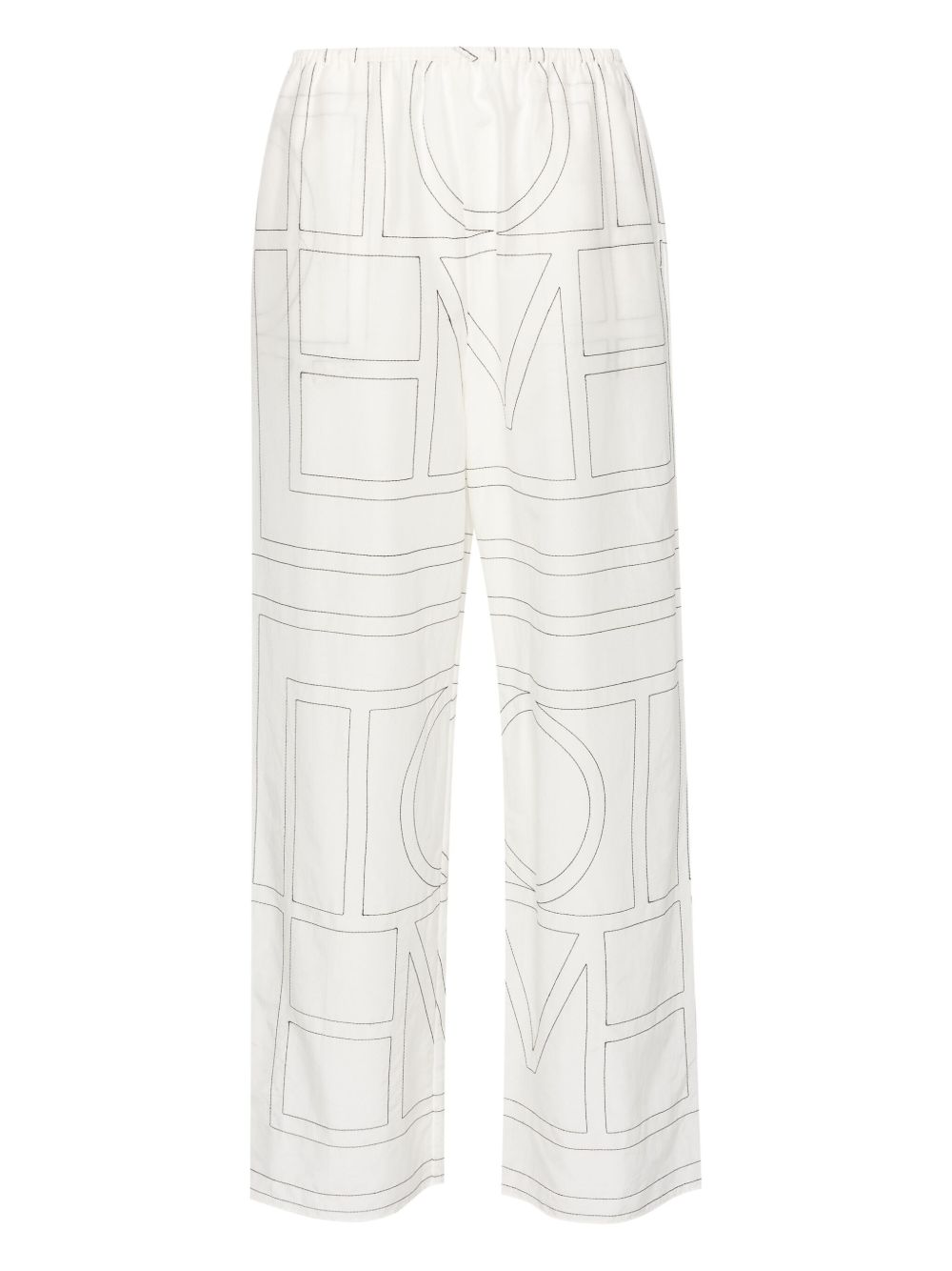 Pantaloni con monogramma ricamato in bianco Toteme - donna 