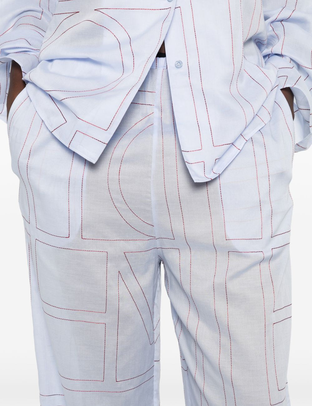 Pantaloni con stampa logo in azzurro Toteme - donna 