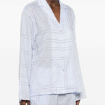 Camicia con stampa logo in azzurro 