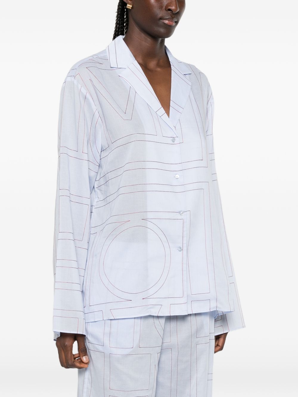 Camicia con stampa logo in azzurro 