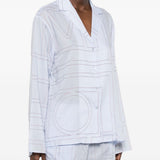 Camicia con stampa logo in azzurro 
