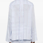 Camicia con stampa logo in azzurro 
