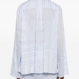 Camicia con stampa logo in azzurro 