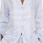 Camicia con stampa logo in azzurro 