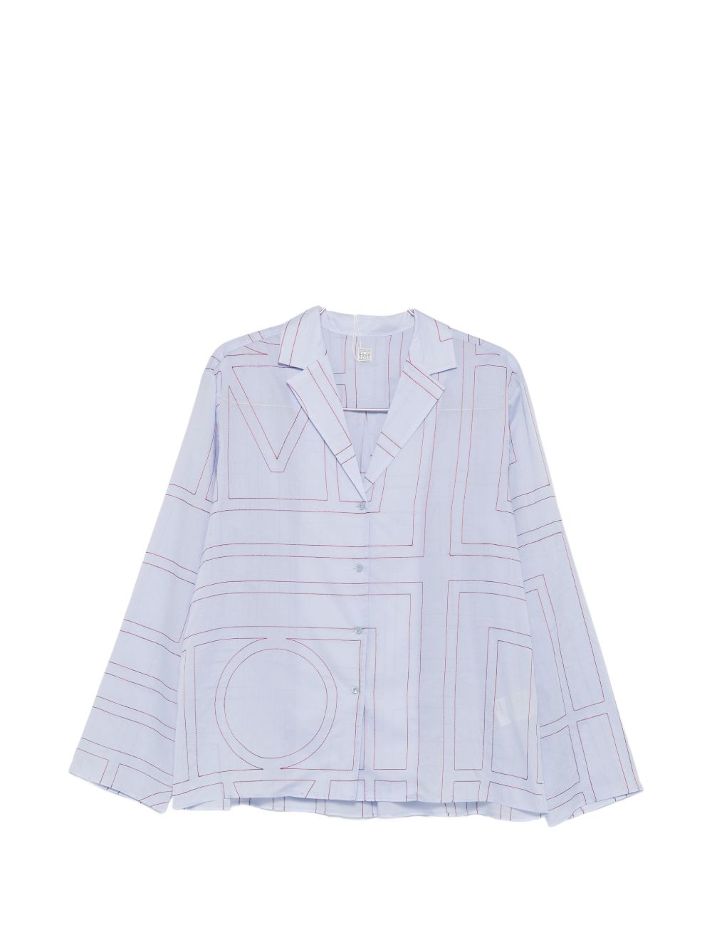 Camicia con stampa logo in azzurro 