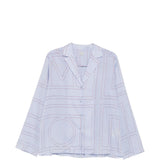 Camicia con stampa logo in azzurro 