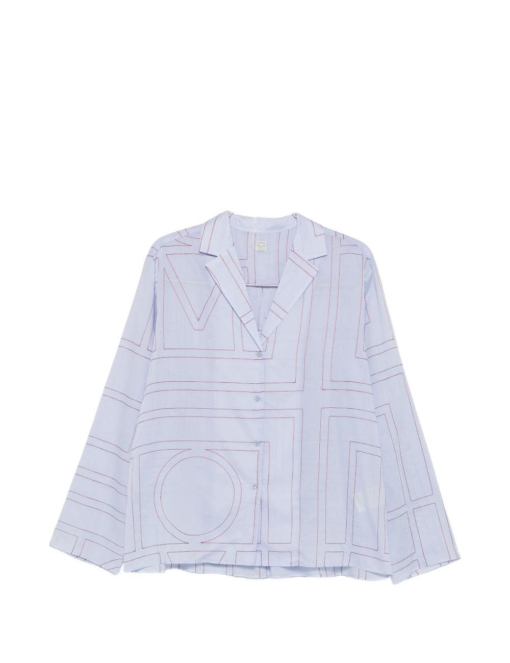 Camicia con stampa logo in azzurro 