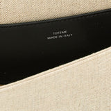 Clutch in tela con falda a T in beige 