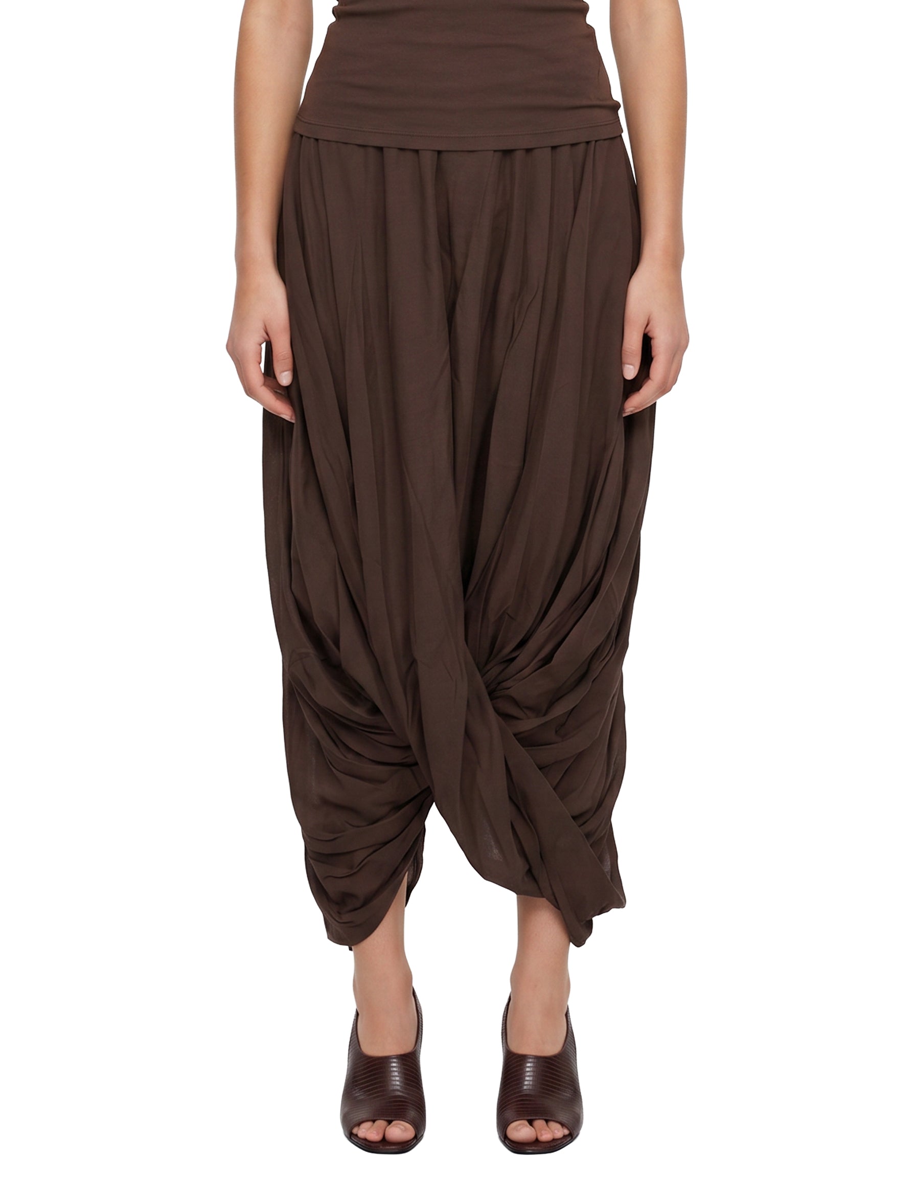 Gonna asimmetrica drappeggiata Cocoon in marrone 