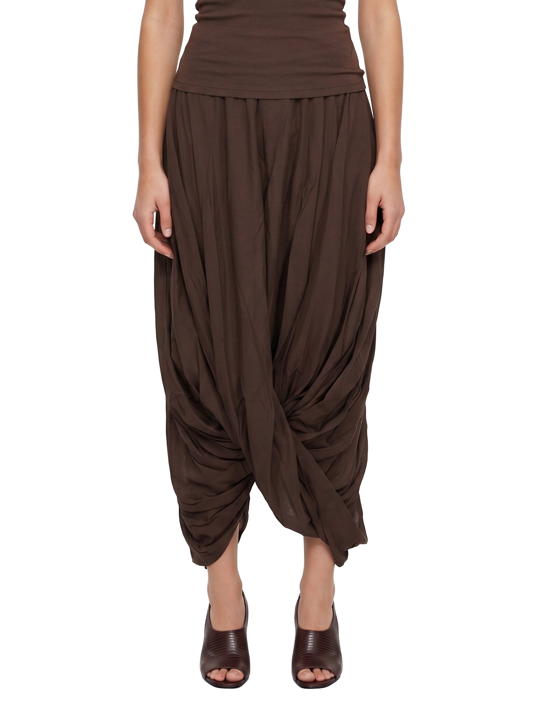 Gonna asimmetrica drappeggiata Cocoon in marrone 