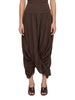 Cocoon draped asymmetric skirt in brown