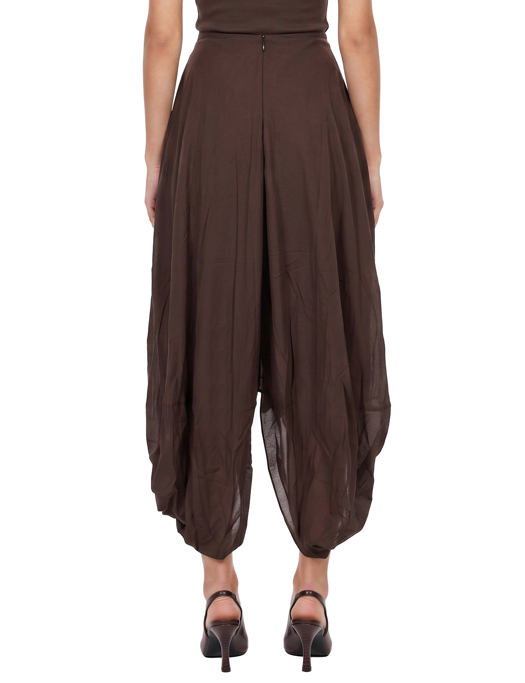Gonna asimmetrica drappeggiata Cocoon in marrone 