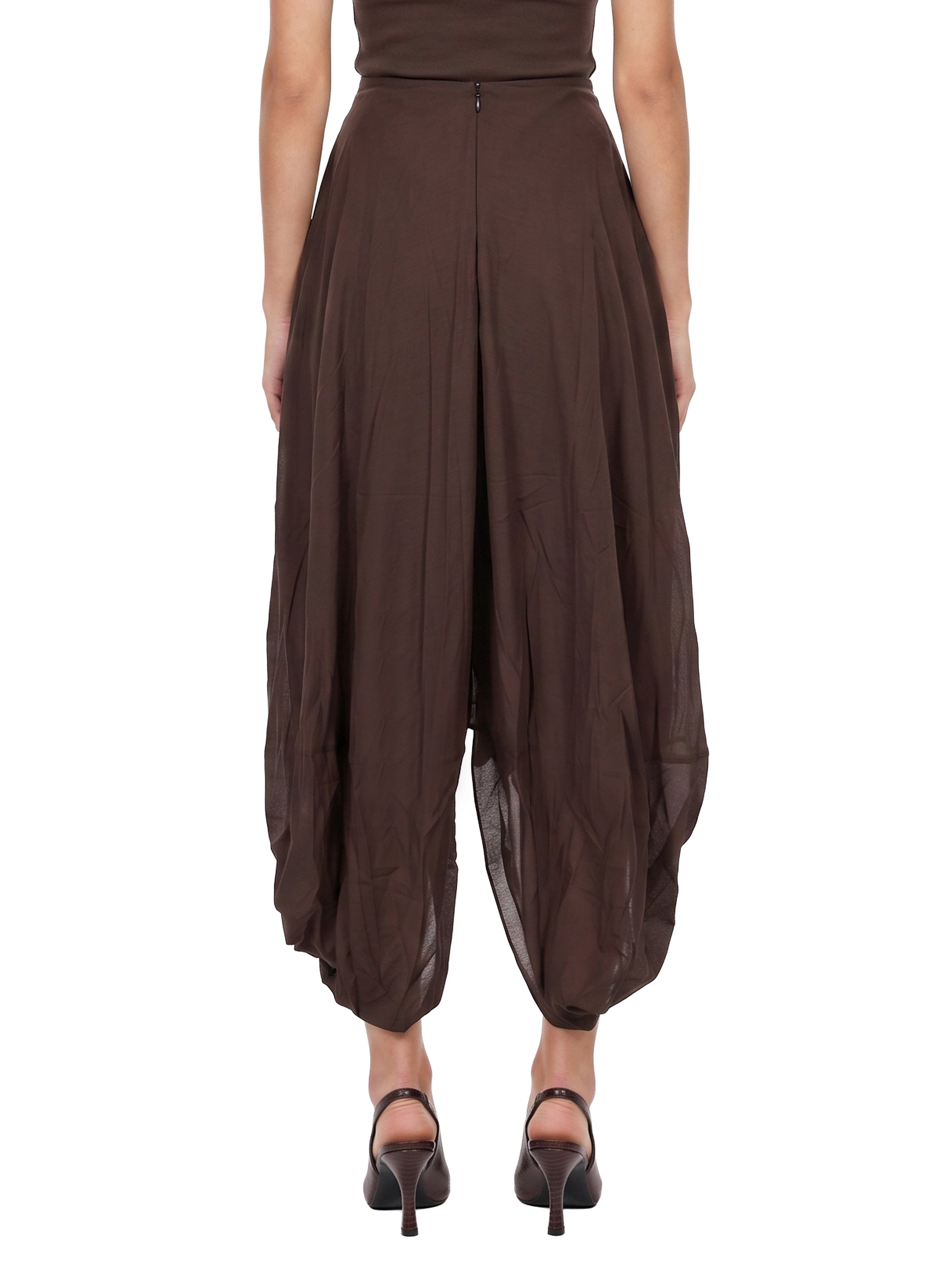 Gonna asimmetrica drappeggiata Cocoon in marrone 