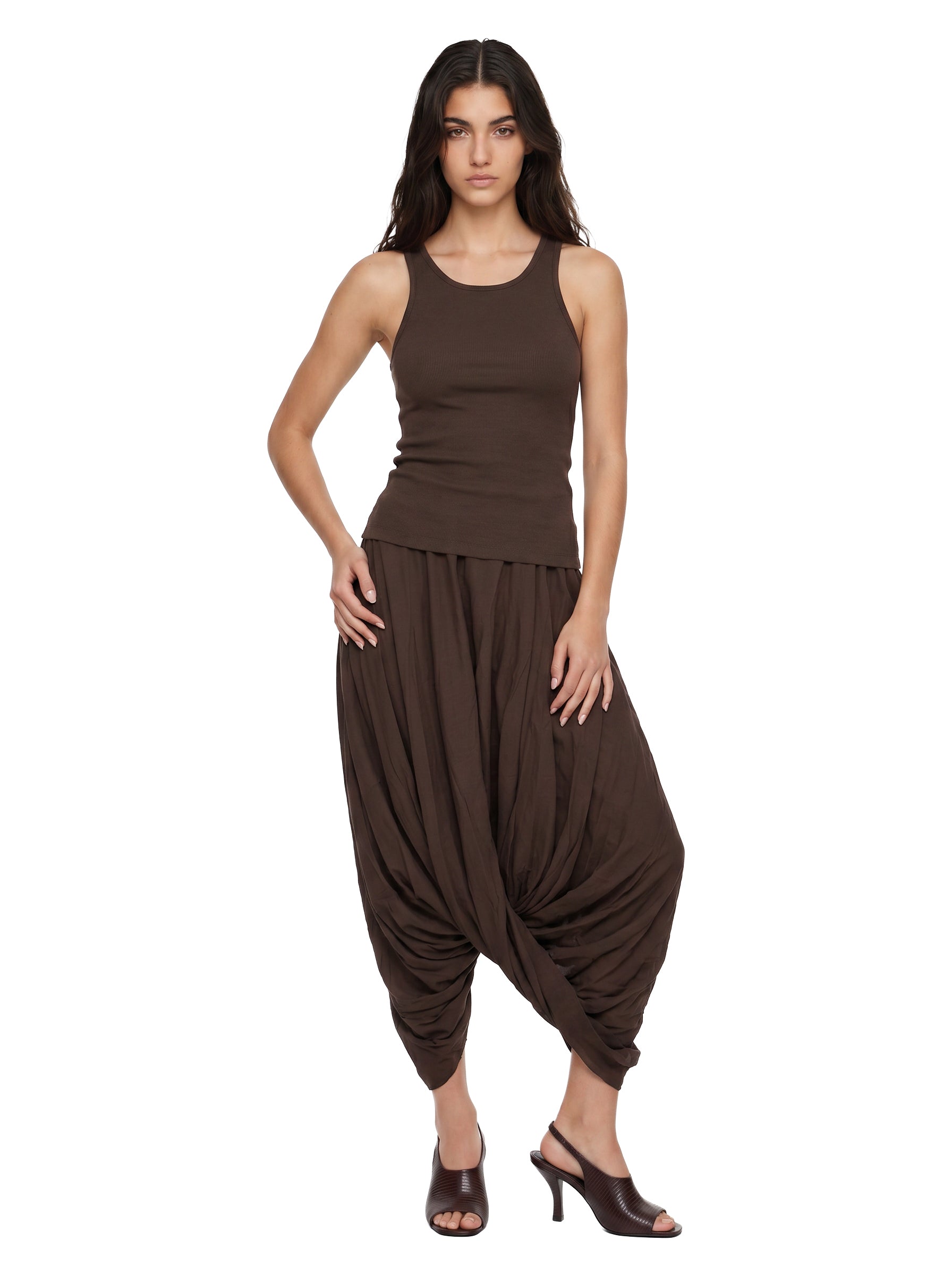 Gonna asimmetrica drappeggiata Cocoon in marrone 