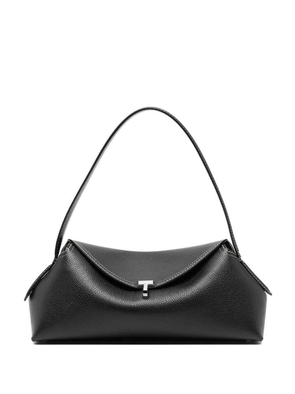 Borsa in pelle con chiusura a T in nero 