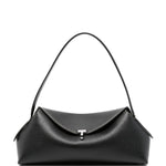Borsa in pelle con chiusura a T in nero 
