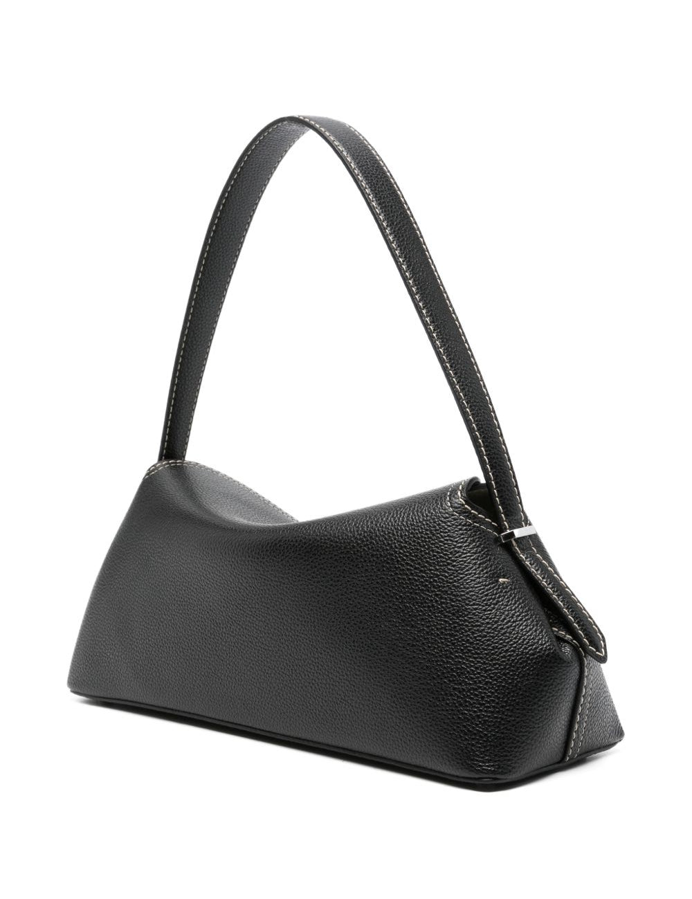 Borsa in pelle con chiusura a T in nero 