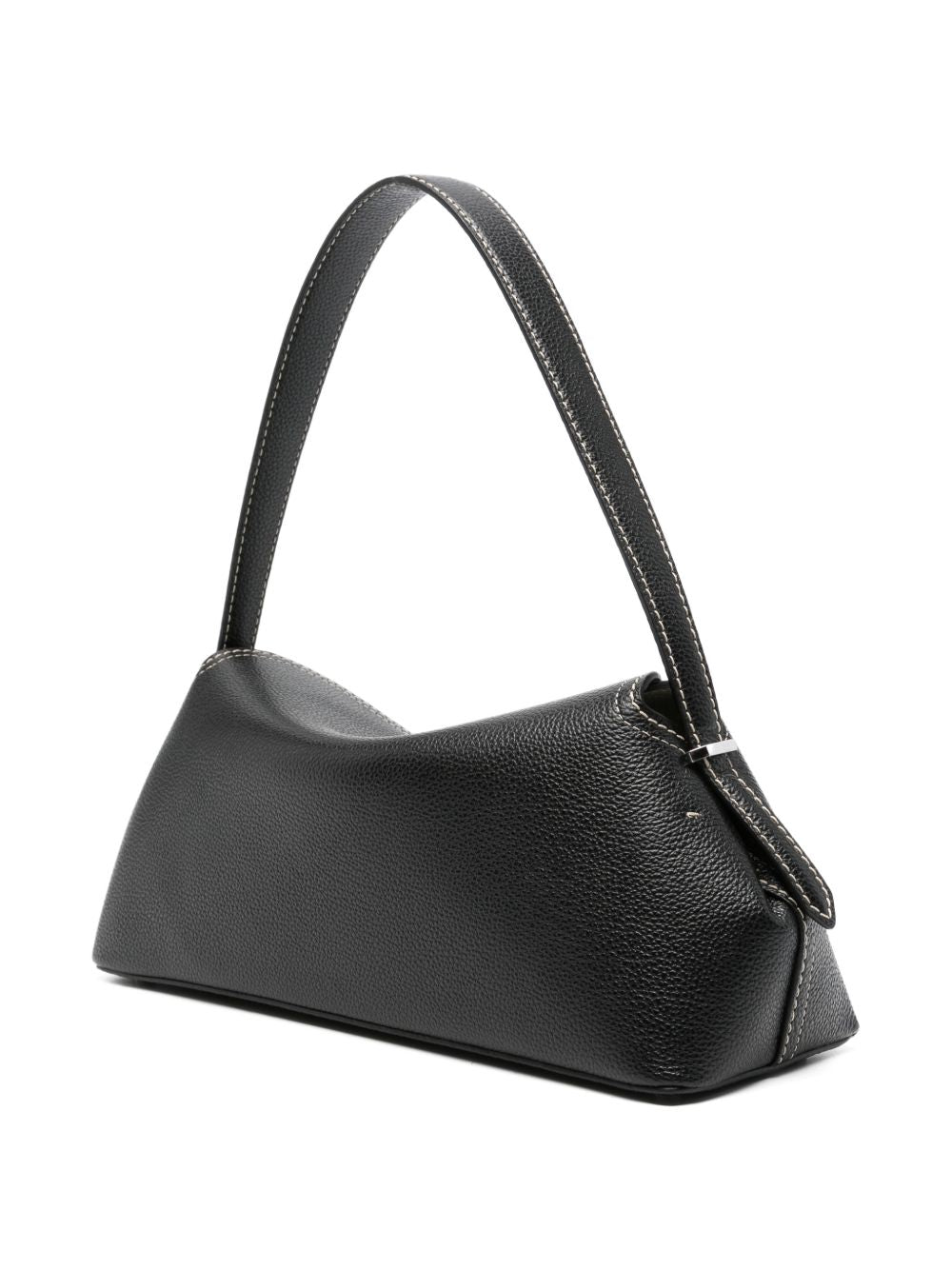 Borsa in pelle con chiusura a T in nero 