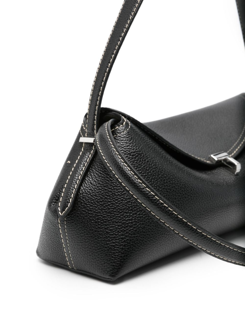 Borsa in pelle con chiusura a T in nero 
