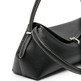 Borsa in pelle con chiusura a T in nero 