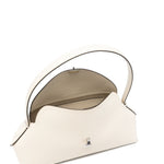 Borsa in pelle con chiusura a T in avorio 
