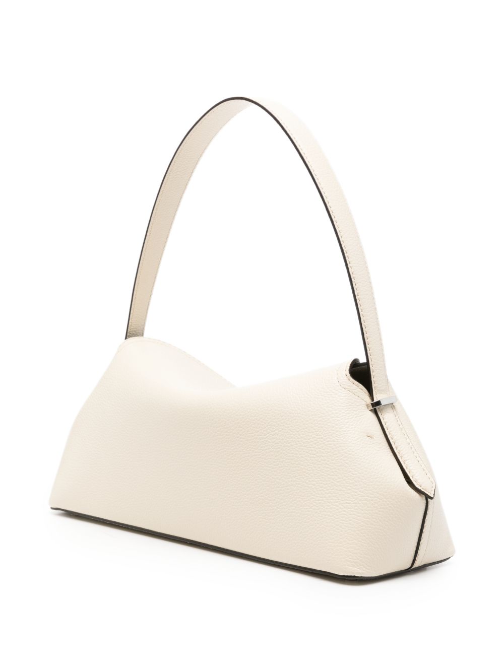 Borsa in pelle con chiusura a T in avorio 