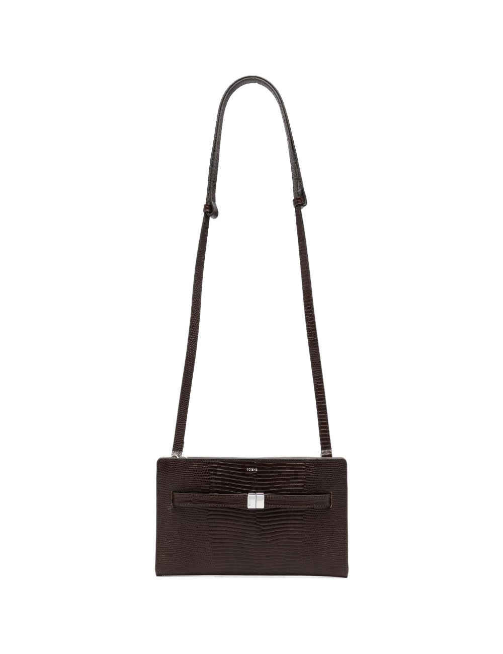 Borsa T-Lock a tracolla in pelle in marrone 