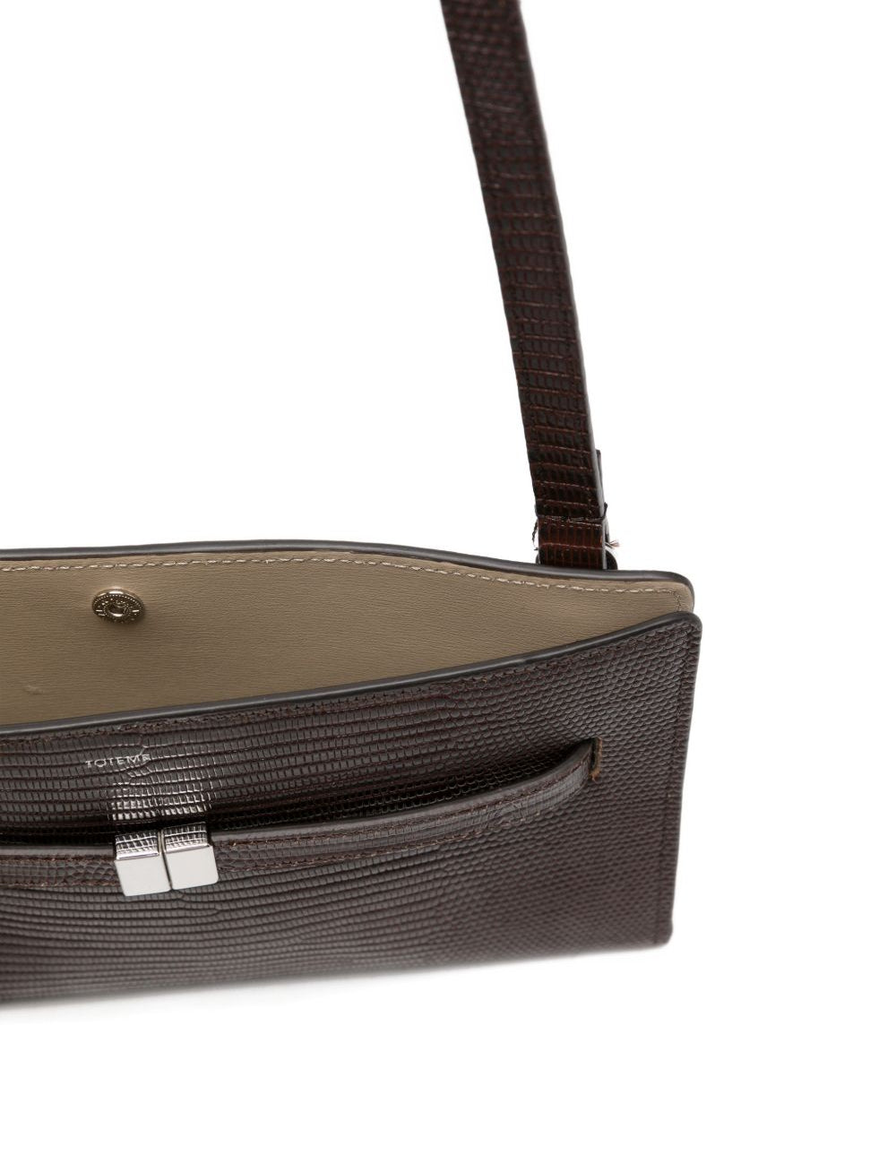 Borsa T-Lock a tracolla in pelle in marrone 