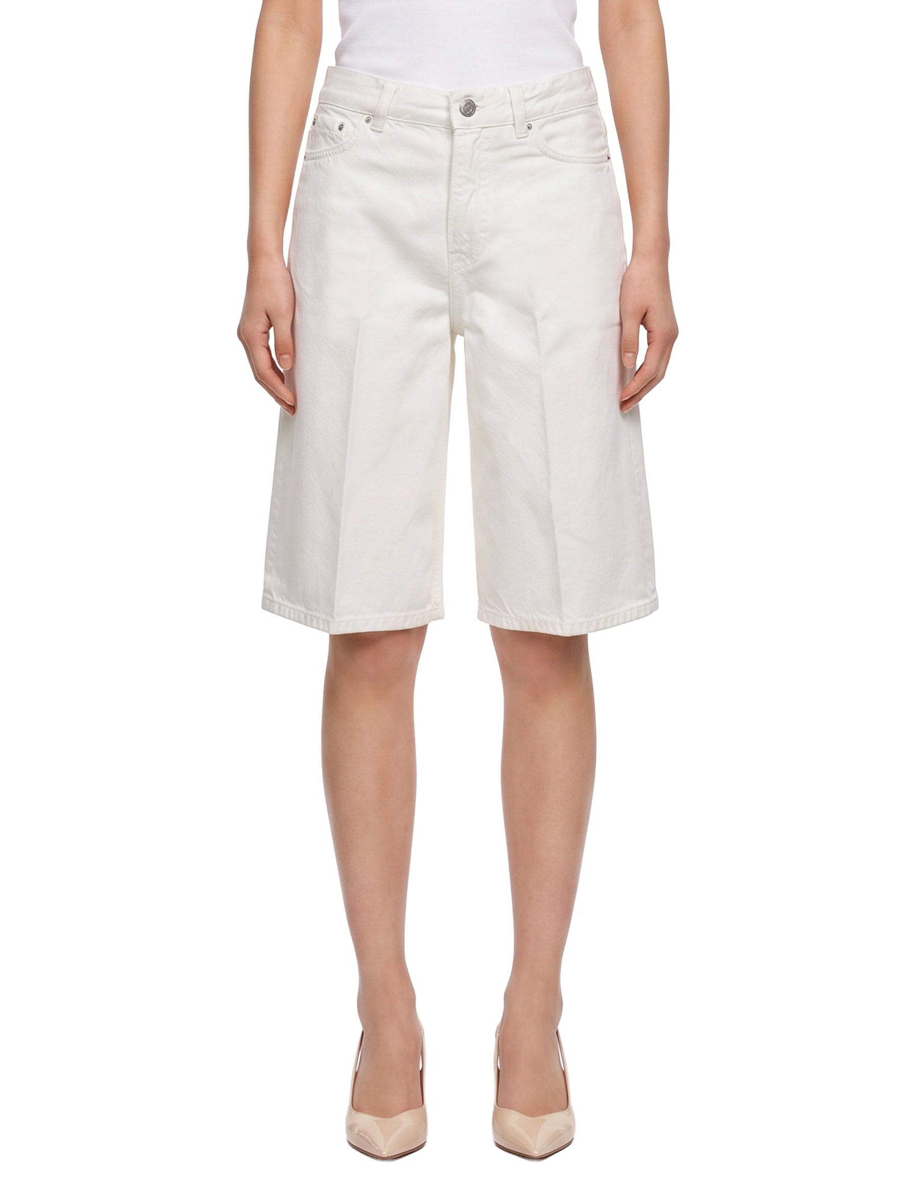 Shorts denim Board al ginocchio in bianco 