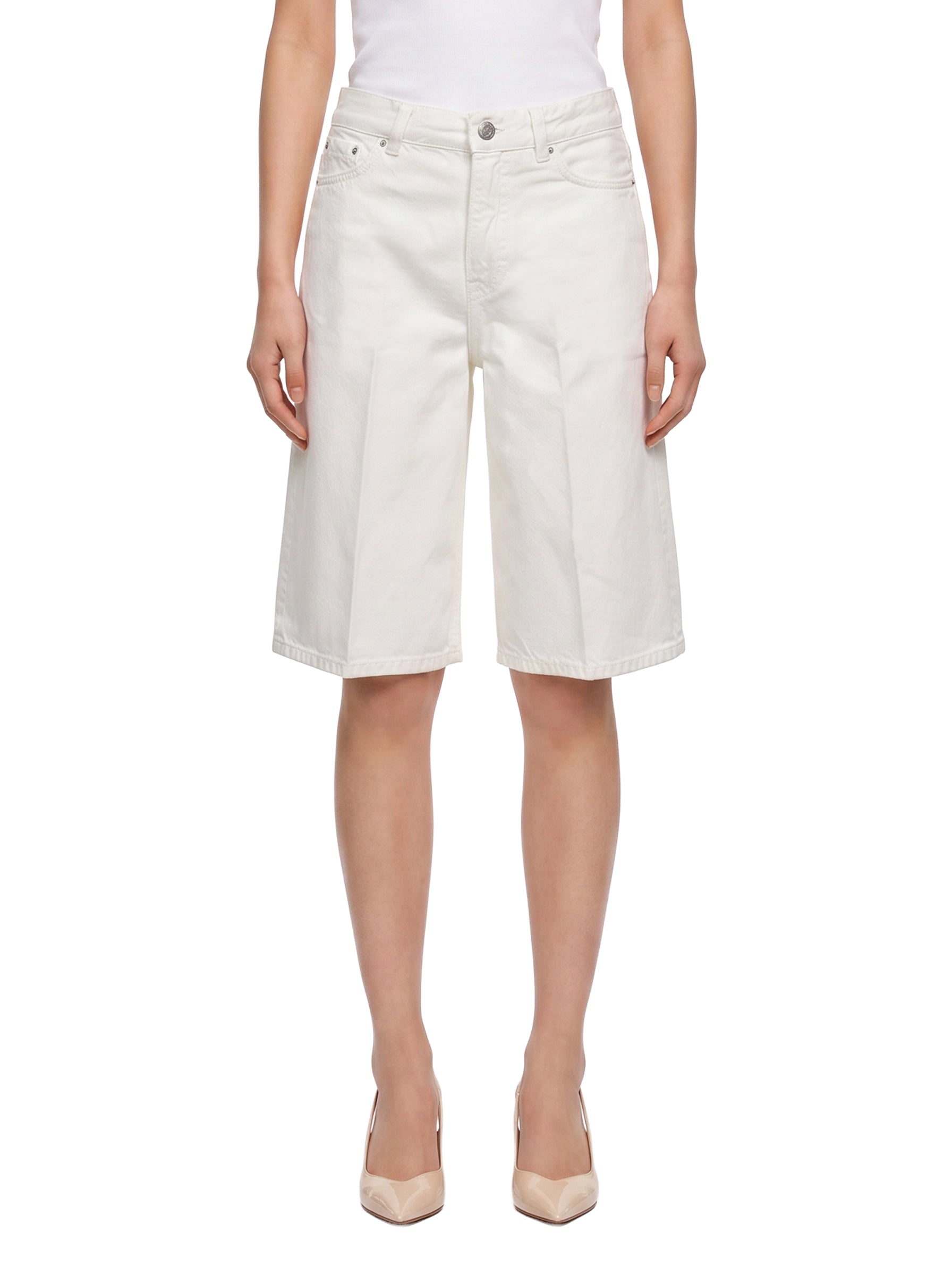 Shorts denim Board al ginocchio in bianco 