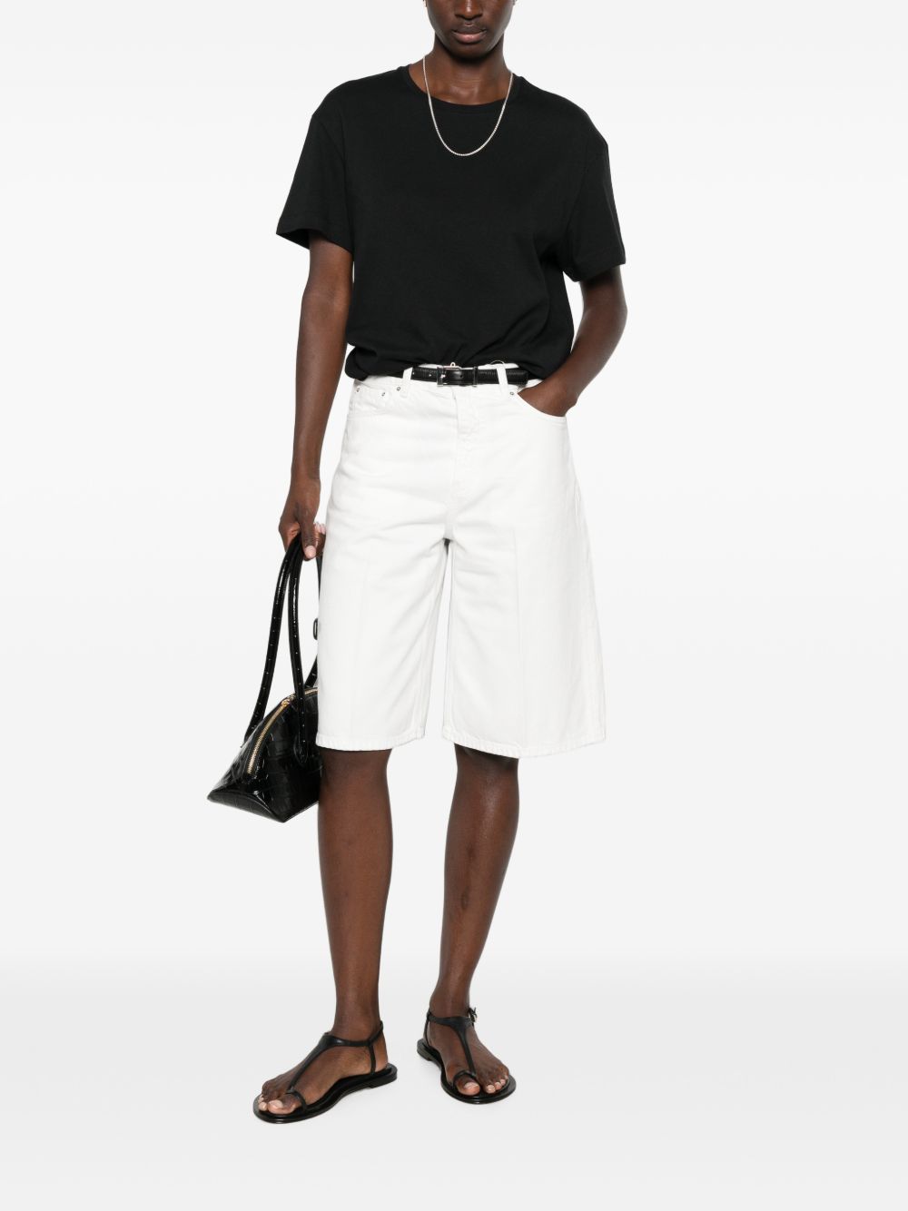 Shorts denim Board al ginocchio in bianco 