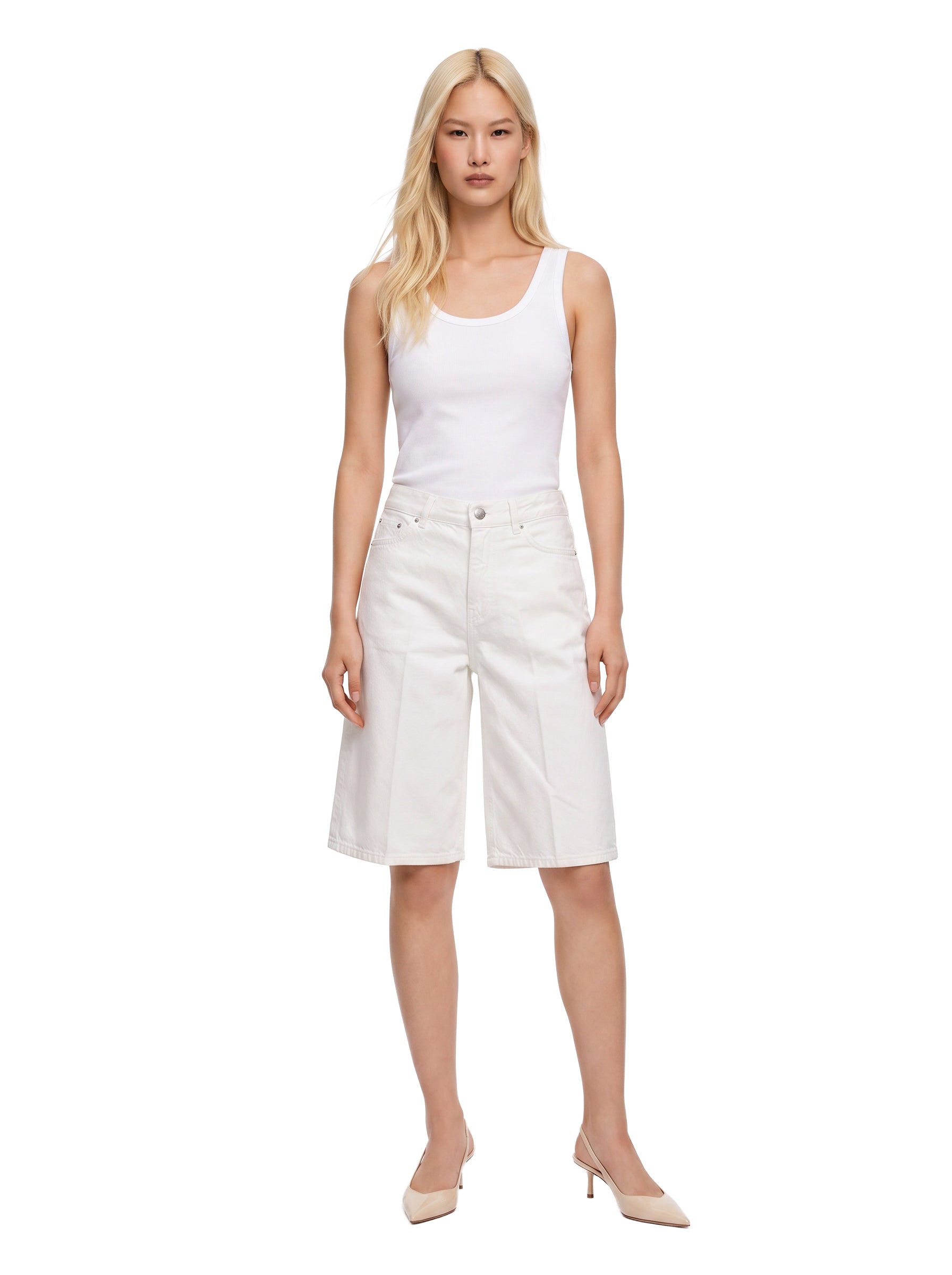 Shorts denim Board al ginocchio in bianco 