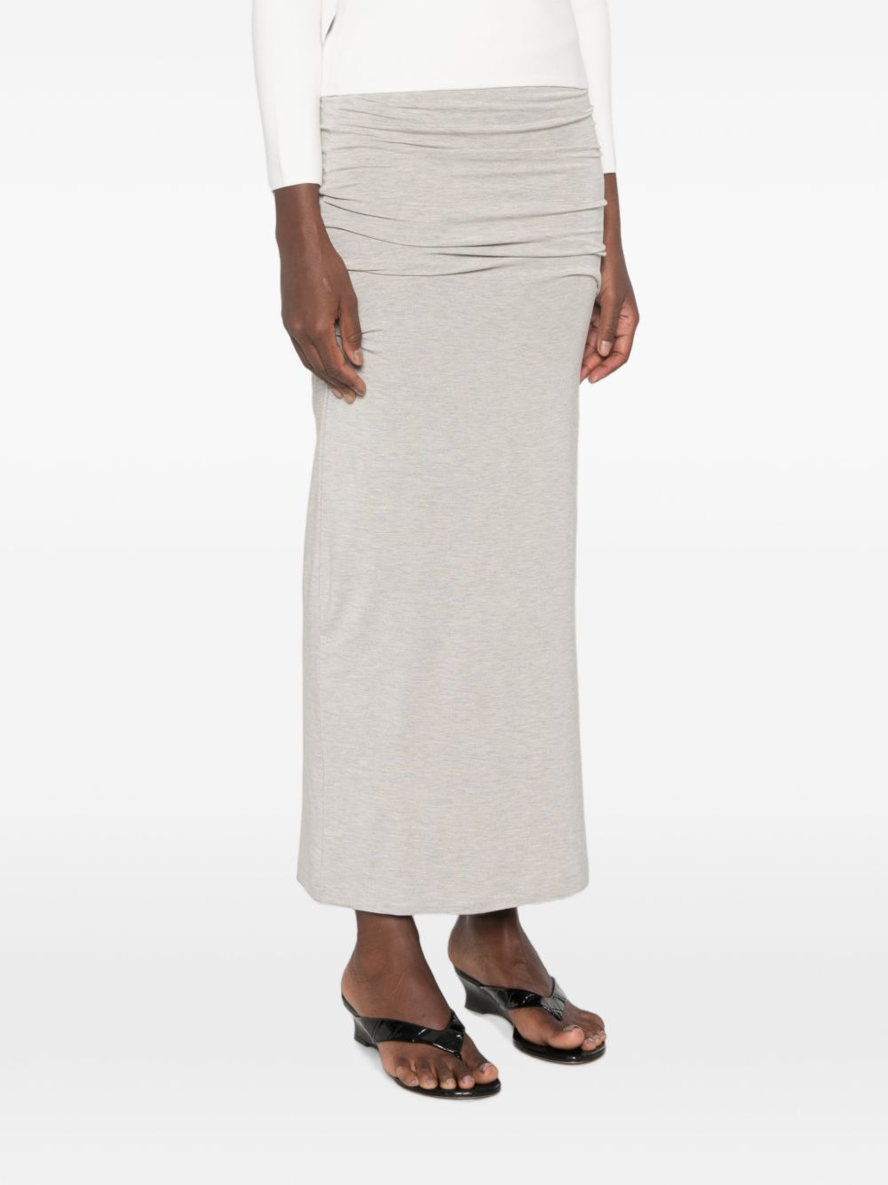 Gonna lunga drappeggiata in grigio 