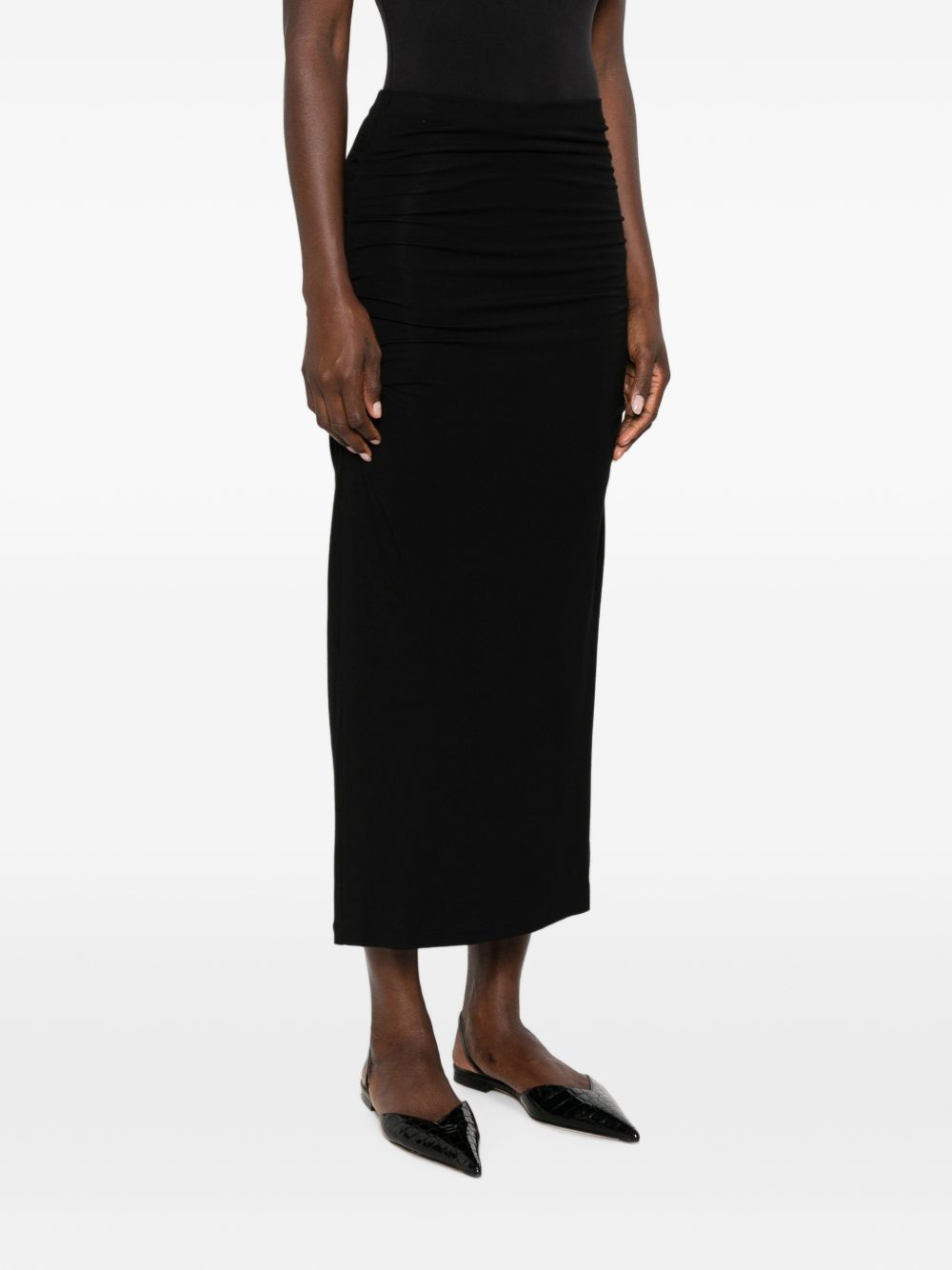 Gonna midi drappeggiata in nero 