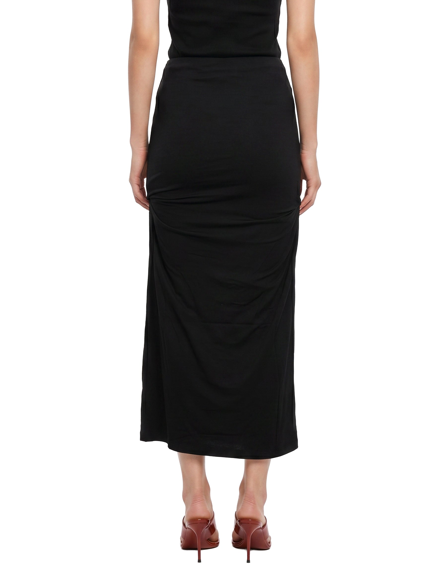 Gonna midi drappeggiata in nero 
